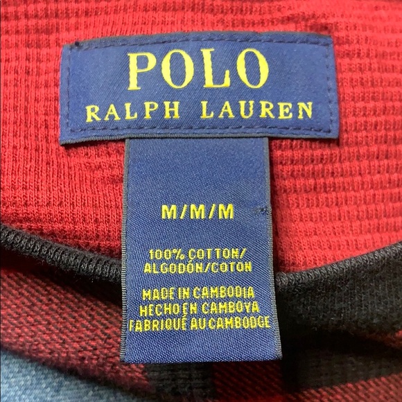 Polo Ralph Lauren Red & Black Plaid Thermal Size M - Picture 6 of 6